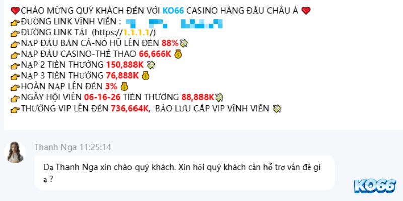 Thời gian cần liên hệ KO66 vào khi nào?